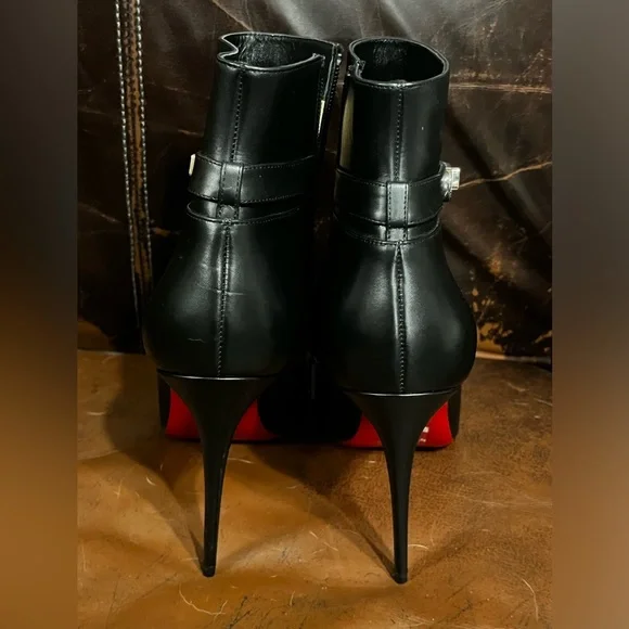 New Christian Louboutin Lock So Kate Leather 100 Sexy Booties DAMAGED ZIPPER 42 - Picture 6 of 15